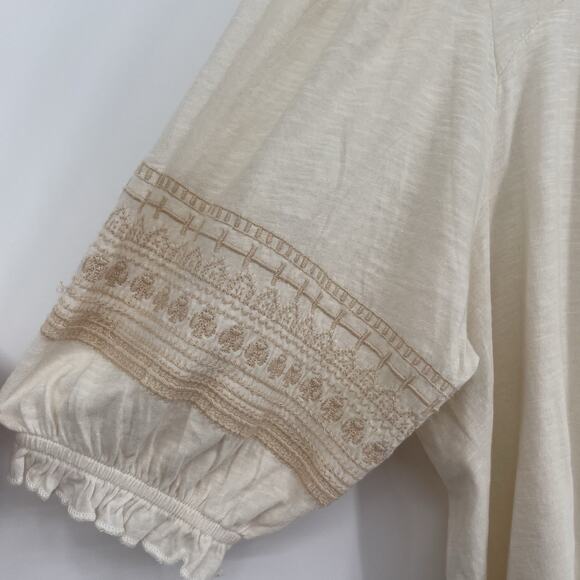 Lucky Brand Top Womens XL Embroidered Shirt Square Neck Boho Western Cottagecore - Picture 5 of 8